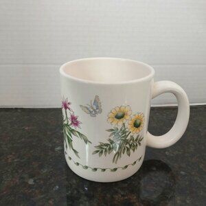 Vintage Mug Meadow Flowers and Butterflies